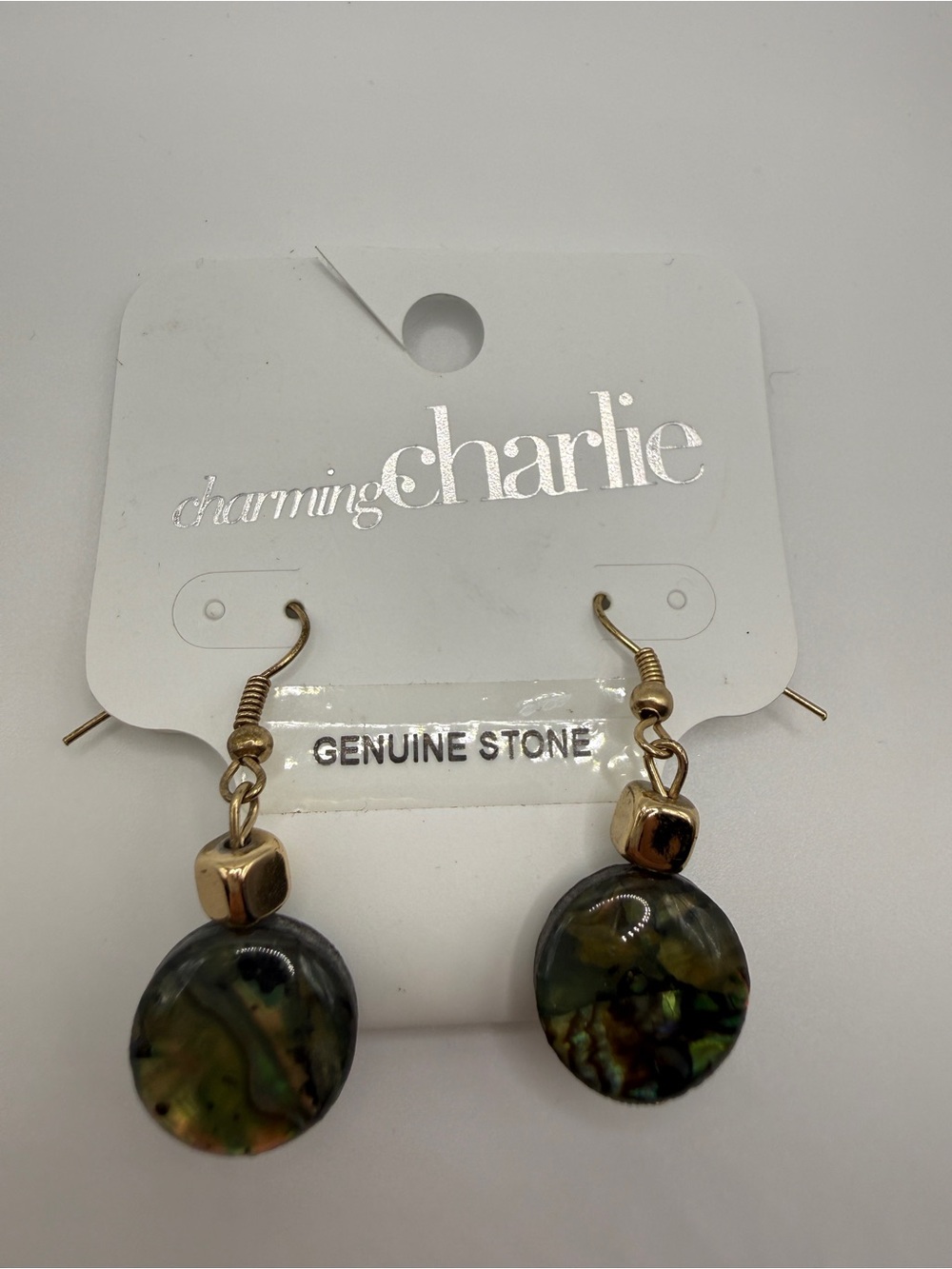 Charming Charlie Green Abalone Drop Earrings
